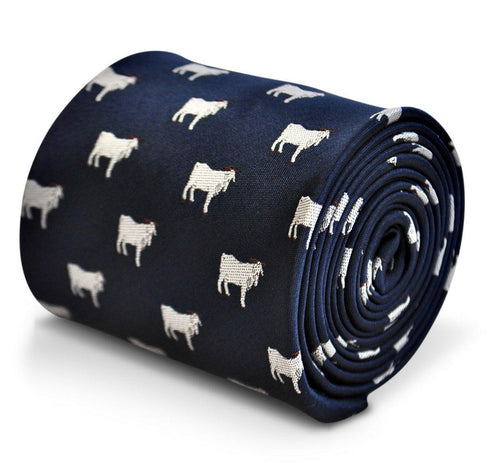 navy tie with goat design